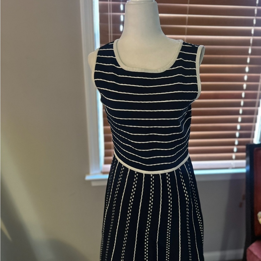 Elegant Black and White Striped Dress